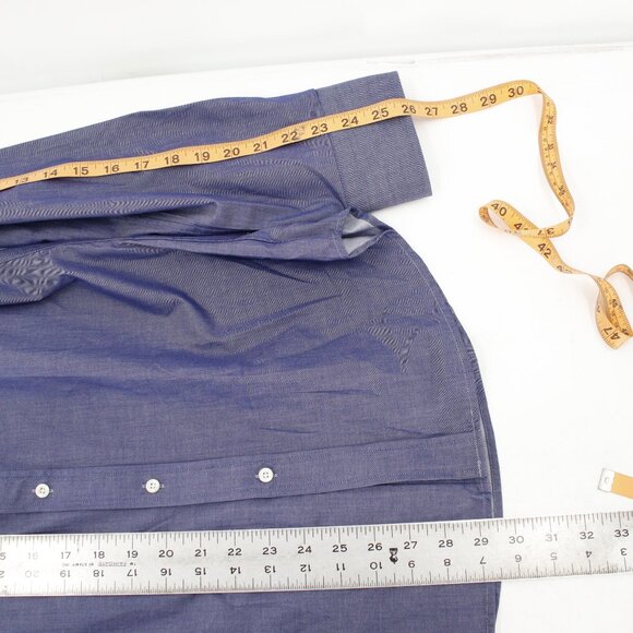 Teddy Stratford Shirt Mens 2 Blue Button Up Hidden Zipper Long Sleeve Preppy - Picture 9 of 12